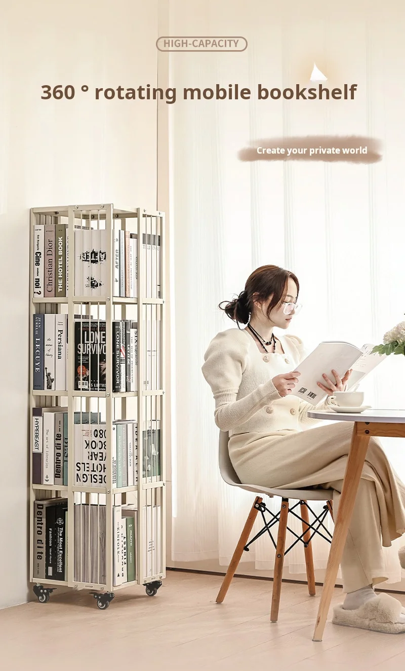 Excellent Quality Modern Design Style Rotating Bookshelf 360-Degree Metal Bookcase