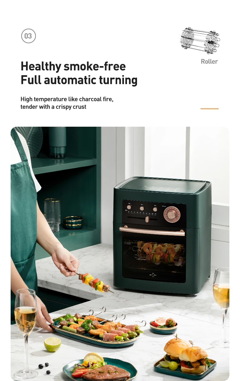 Multifunction All In 1 Air Fryer Oven Square Deep Fryer Green Retro