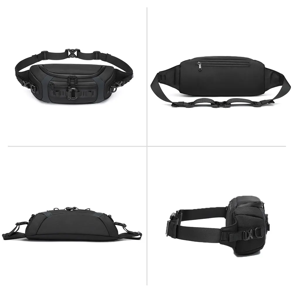 Borsa A Tracolla OZUKO Uomo E Donna Impermeabile Con Porta Ombrello E Ricarica USB - Blu, Zaino Petto Per Trekking, Viaggi, Ciclismo - 2