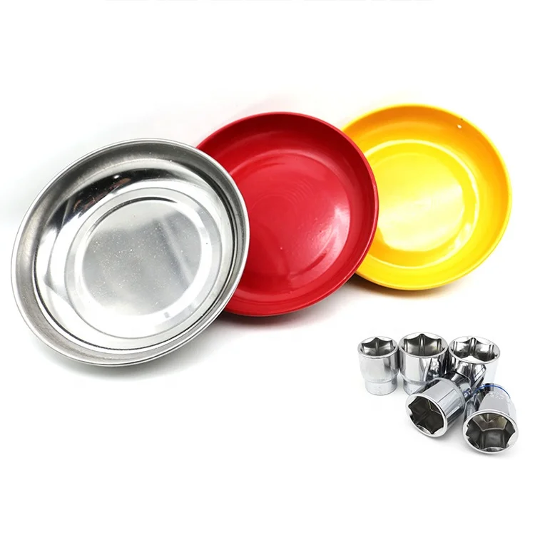 Magnetic Parts Bolts Holder Tray 6" Dish Round Tools Stainless Steel Organizer