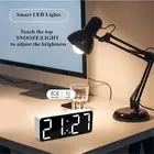 Led Mirror Alarm Clock Calendar Room Decor Mini Electronic Clock Silent Desk Round Mirror Digital Clock