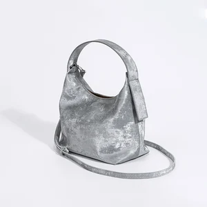 Supplier Wholesale Vintage Fashion Satin Cowhide Genuine Leather Crossbody Ladies Shoulder Bags Handbags for Women Luxury