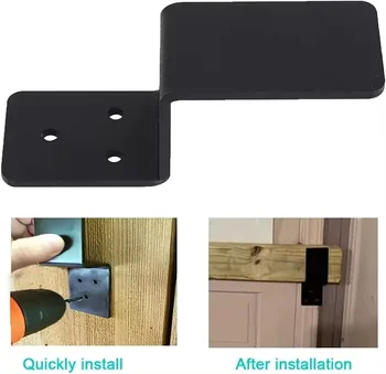 Deurbarrière Beugels, Koolstofstaal Heavy Duty Drop Open Bar Houder Beugels Verstelbare Deur Barricade Beveiliging Bar Beugel Set voor Garage Kelder Schuur Schuur Magazijn