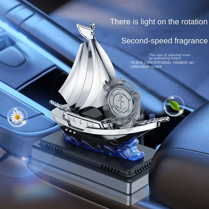 Luxury Solid Pirate Ship Car Aromatherapy Solar Ornament Smooth Sailing Interior Central Control Liquid Perfume Dashboard