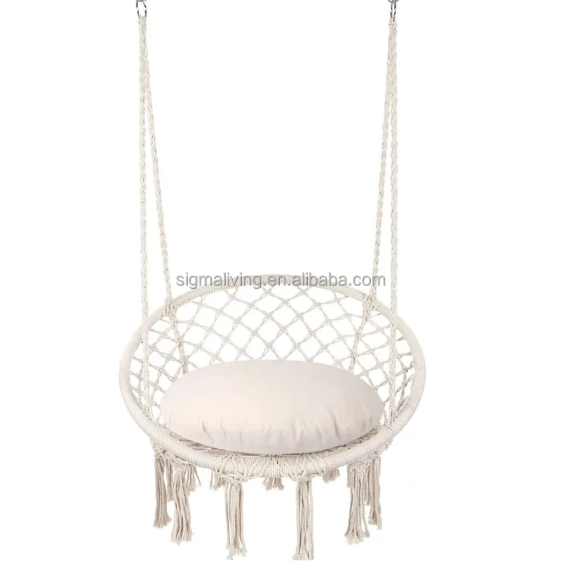 Hot sale hand made home decor round hanging swing portable outdoor swing hang chair