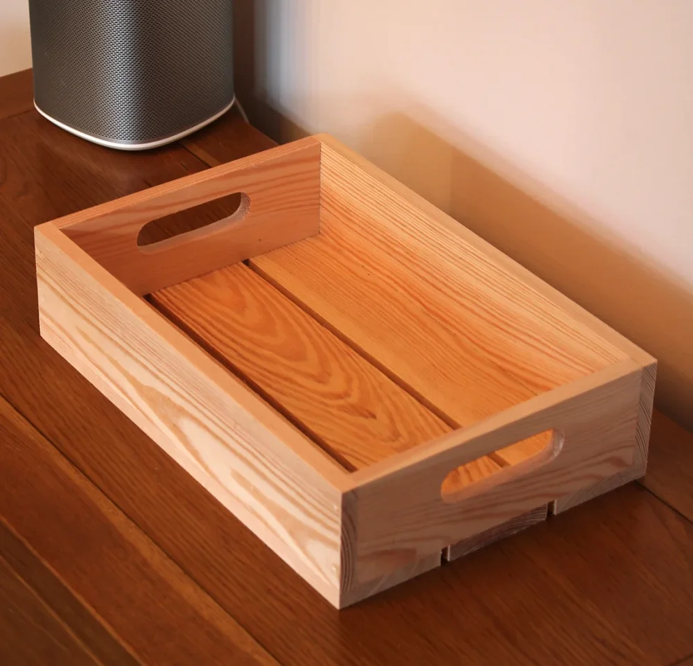 FSC Custom Pine Storage Box Natural Color Handmade Wood Crate Small Wooden Shallow Crate Unfinished Wooden Crate Box