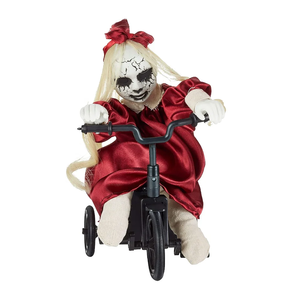Halloween Decorations Animated Light-up Bike Riding Girl