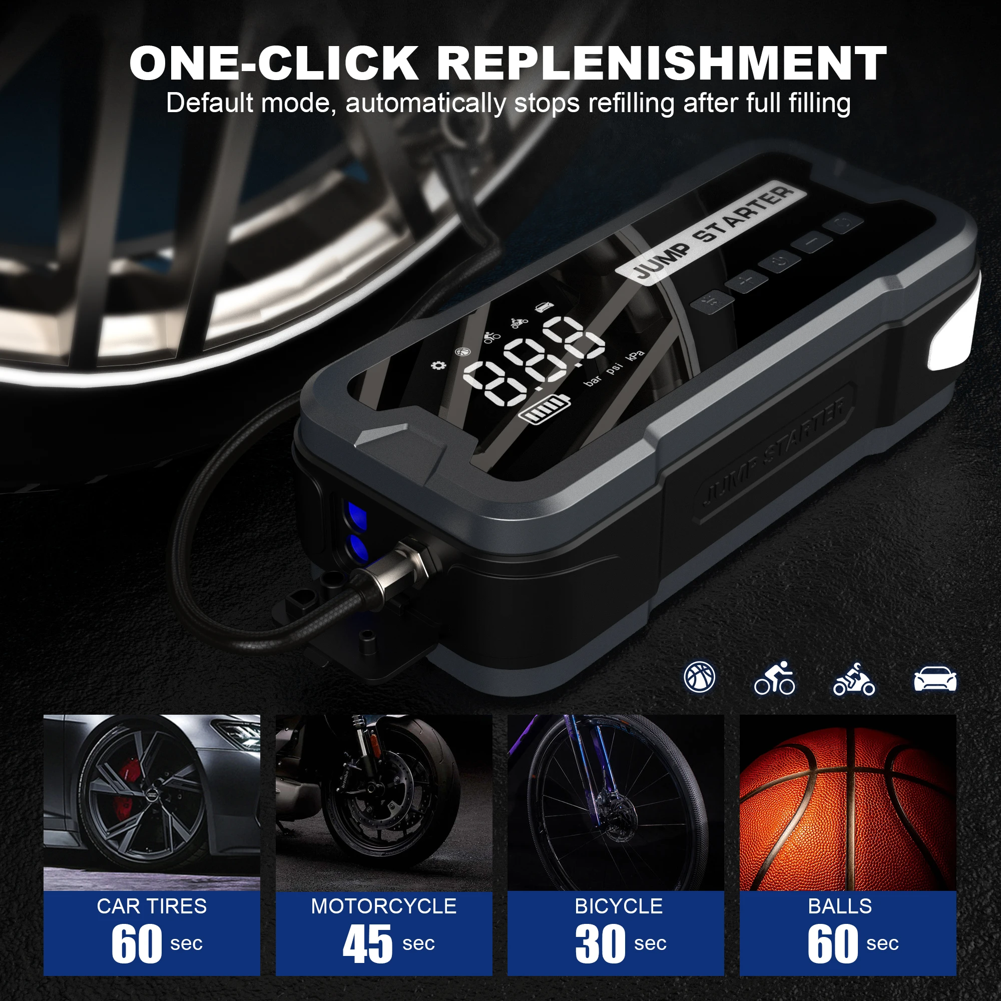 4000a Powerbank Jumpstarter 12v Auto Battery Booster Pack 150psi Air