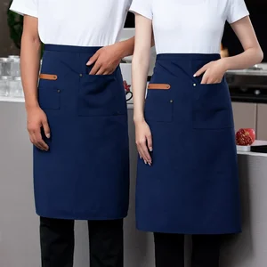 Custom Logo Half-Length Breathable Kitchen Workwear Summer Chef Apron for Men Women for Restaurant Bar Uniforms