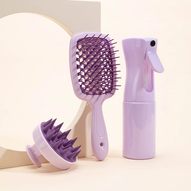 New Arrived Mesh Hair Detangling Brush Spray Bottle Silicone Hair