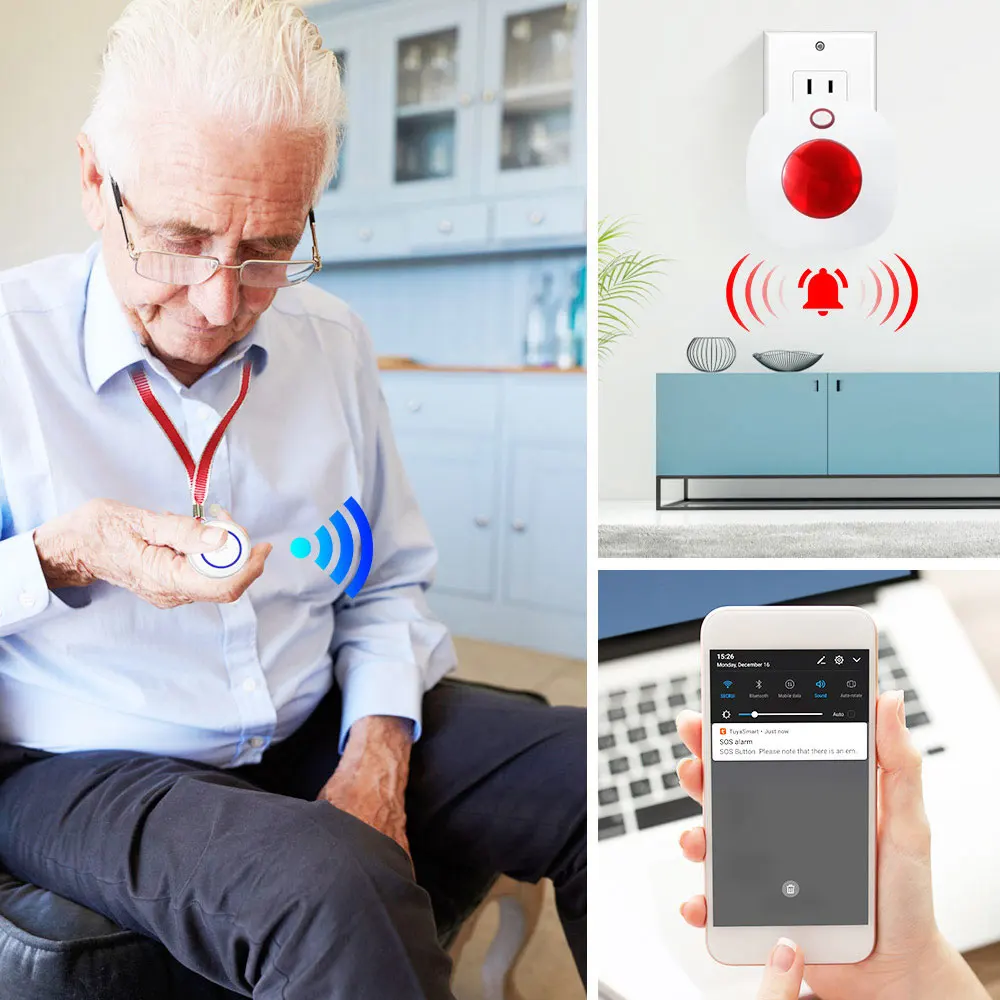 Factory Price WiFi Wireless RF433M SOS Panic Button for Home Security PST-WE571