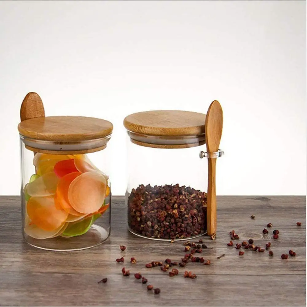 Glass Jar With Wood Lid & Spoon, Hobby Lobby