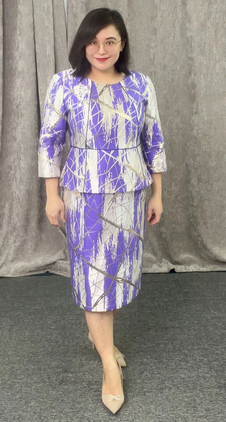 Luxury Formal Purple Dress Suit Two-piece Customized Plus Size Women's  Clothing Church Suit Event Party