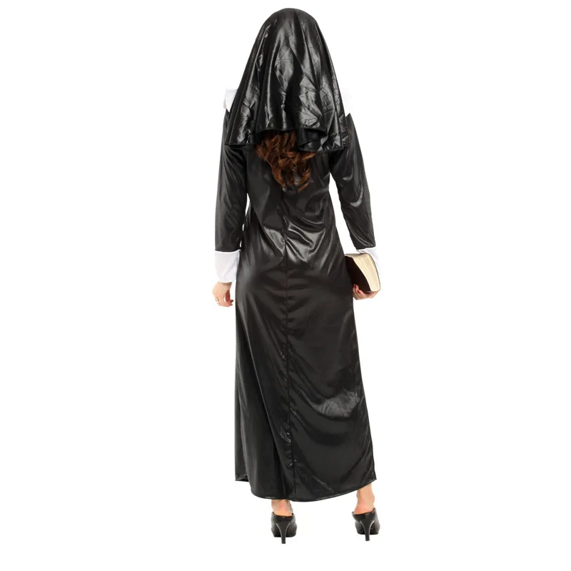 Role Play Nun Costume Women's Heavenly Hottie Vinyl Dress with Headpiece Sexy Halloween Costumes