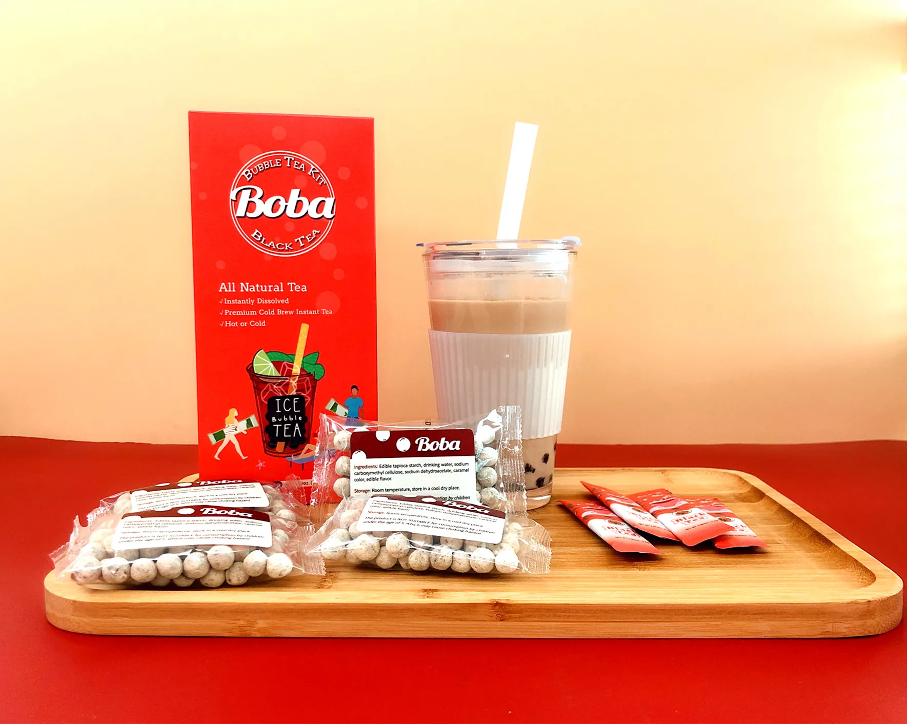 New Arrival DIY Bubble Tea Ingredients Instant Black Tea Powder with Boba