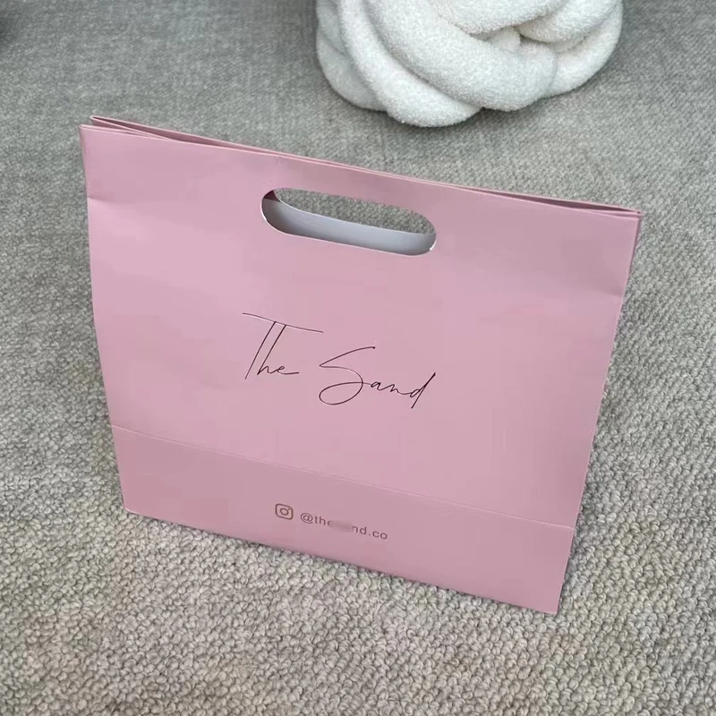 Custom Design Biodegradable Paper Shopping Bag Gift Bag With Die Cut Handle for Clothing Shop