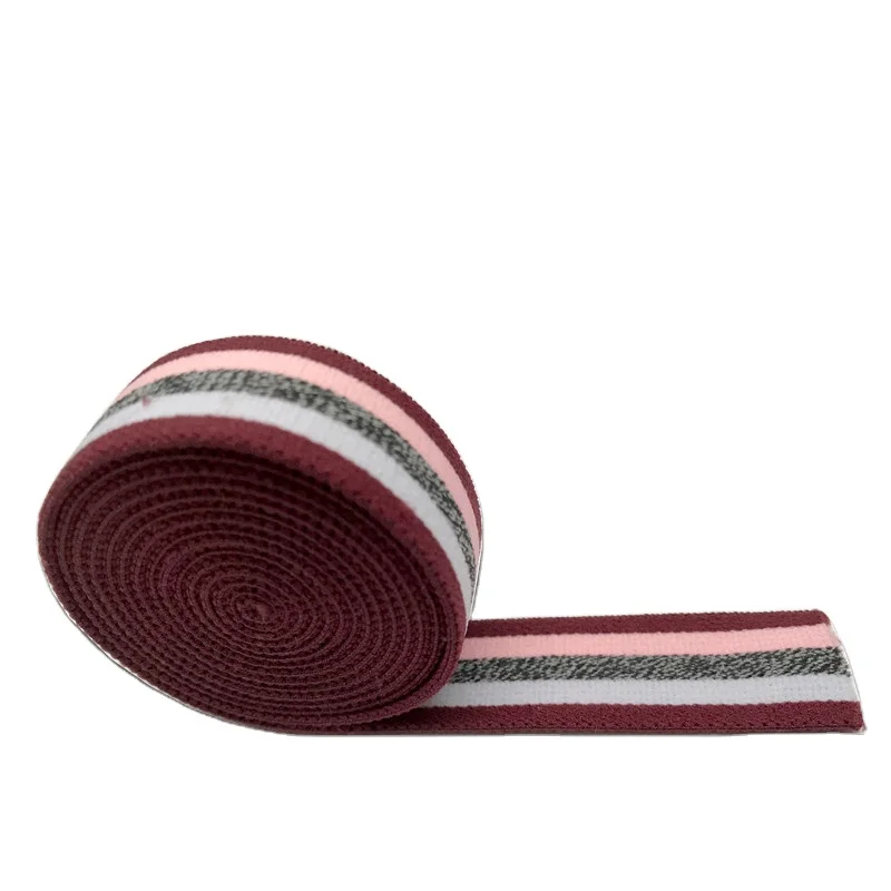 Custom Logo and color Jacquard process Polyester and Nylon woven elastic band