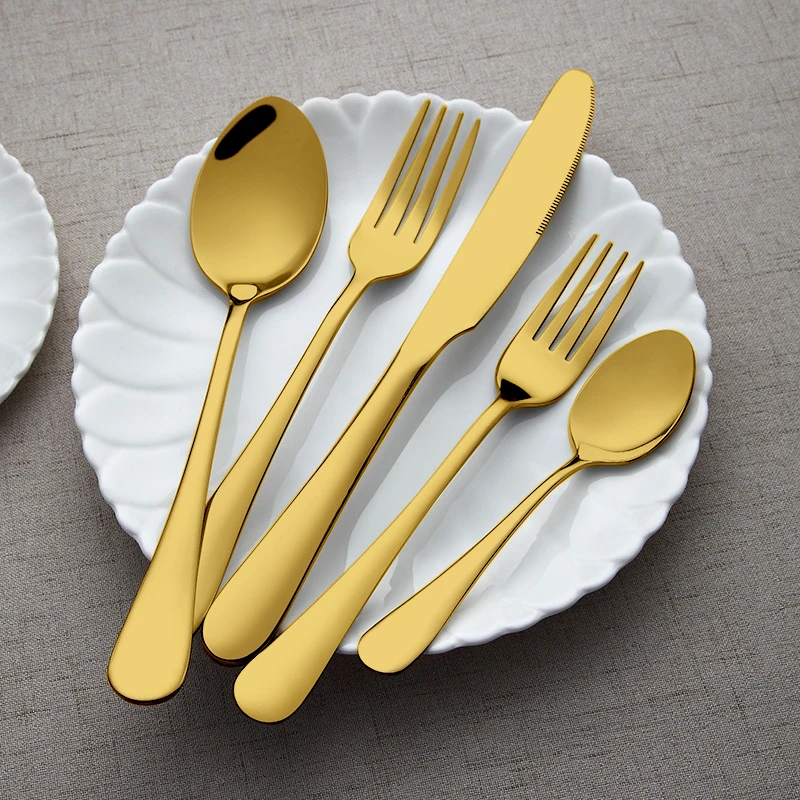 Роскошная столовая посуда для пятизвездочных отелей из нержавеющей стали, наборы посуды, малайзийские элегантные металлические розовые золотые столовые приборы