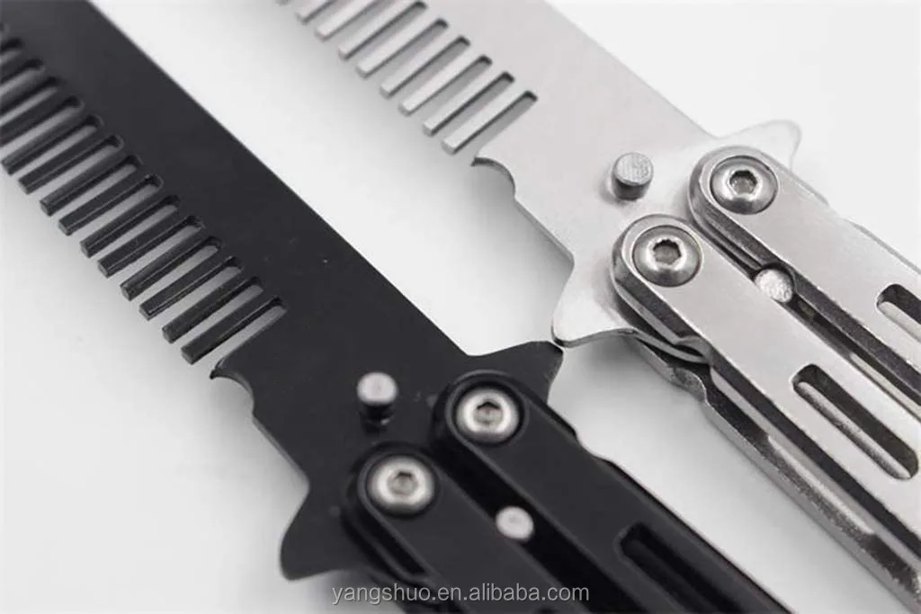 Outdoor Practice Foldable Comb Butterfly Comb Knife Novel Stainless Steel Butterfly Comb Modeling Tool Home Salon