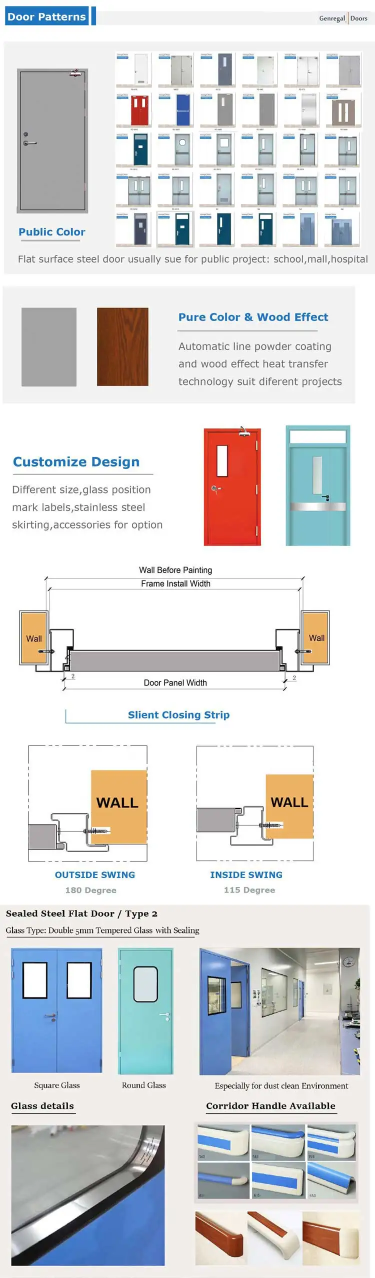 Contemporary Styled Louver Design Steel Door for Entry Interior Swing ...