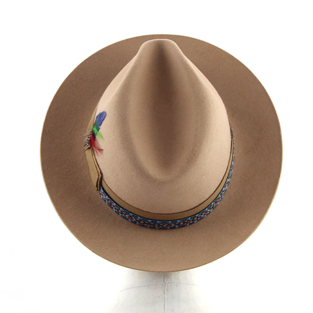 LiHua Hot Selling Wide Brim Fedora Hats Men 100% Australian Wool Handmade Wool Felt Unisex Ombr Fedora Hats Wholesale