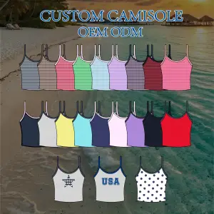 Custom logo Camisole Women Tank Top OEM ODM Striped Solid Padded Basic Summer Soft Cotton Spaghetti Strap Tops Inner Wear