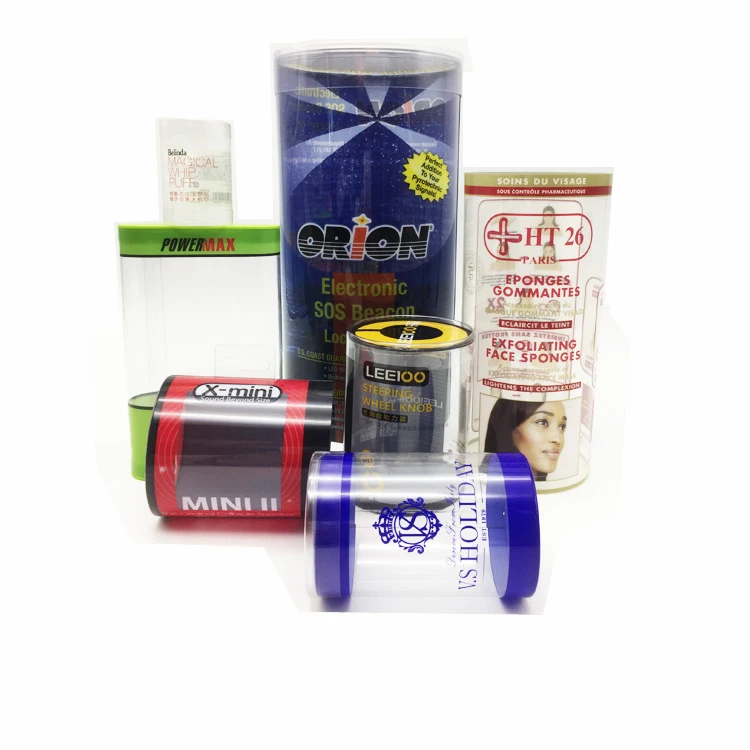 صندوق بلاستيكي أسطواني مستدير مخصص مع طباعة على أنبوب أسطواني شفاف لتعبئة الصناديق البلاستيكية