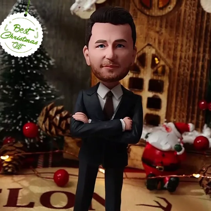 Custom Bobblehead Christmas Couple Clay Doll Christmas Gifts Double