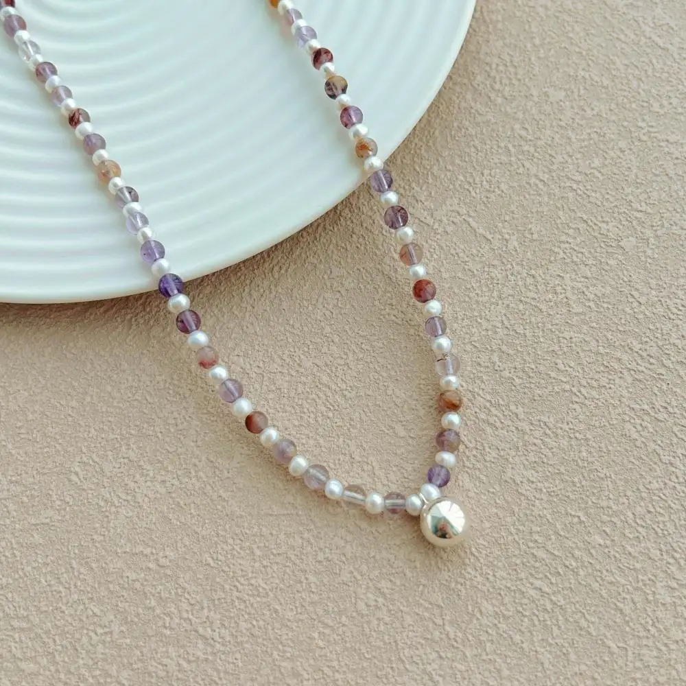 KAKODIY fashion natural purple stone beaded necklace 925 sterling silver adjustable necklace jewelry detail 2