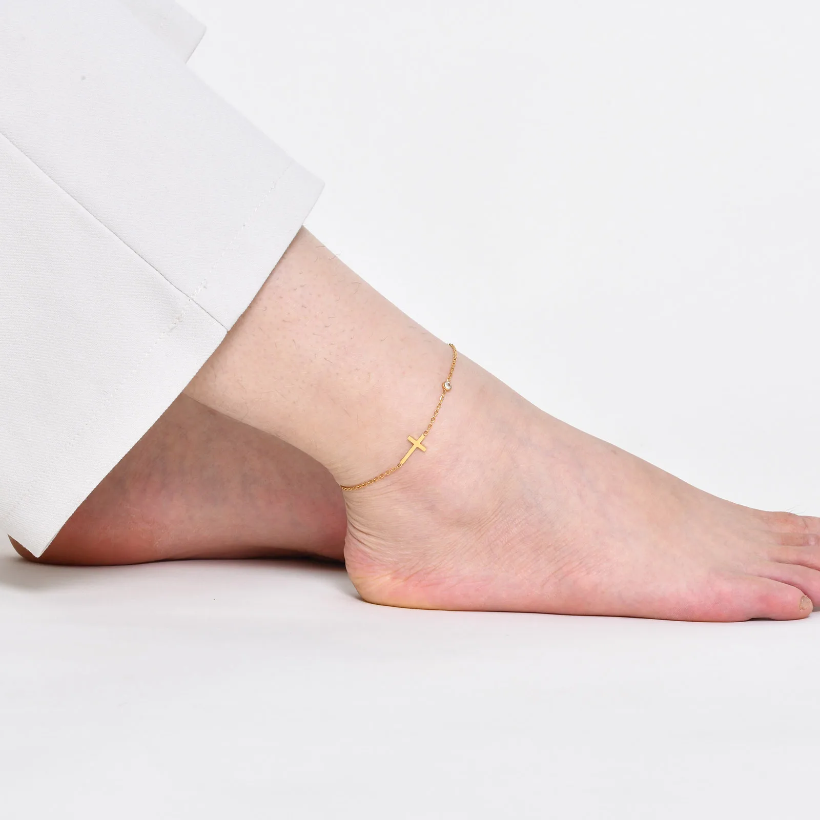 Alibaba Cheap Ankle Bracelets Wholesale Wholesale Christianity Stainless  Steel Anklets Women Cross Zircon Pendant Anklets Pray Anklet Ornaments