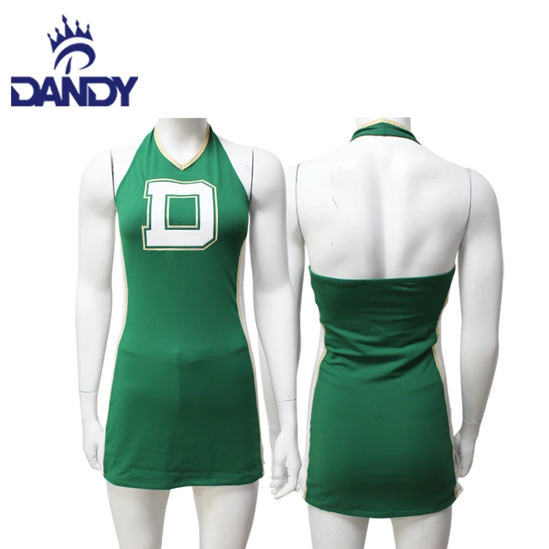 Green Design Cheerleading Dance Uniform Competition Women Diamonds Straight Dress
