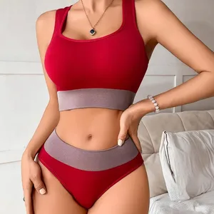 Women Seamless Bra Set High Cut Panties Female Sexy Lingerie Wire Free Brassiere Comfort Sexy Underwear Set