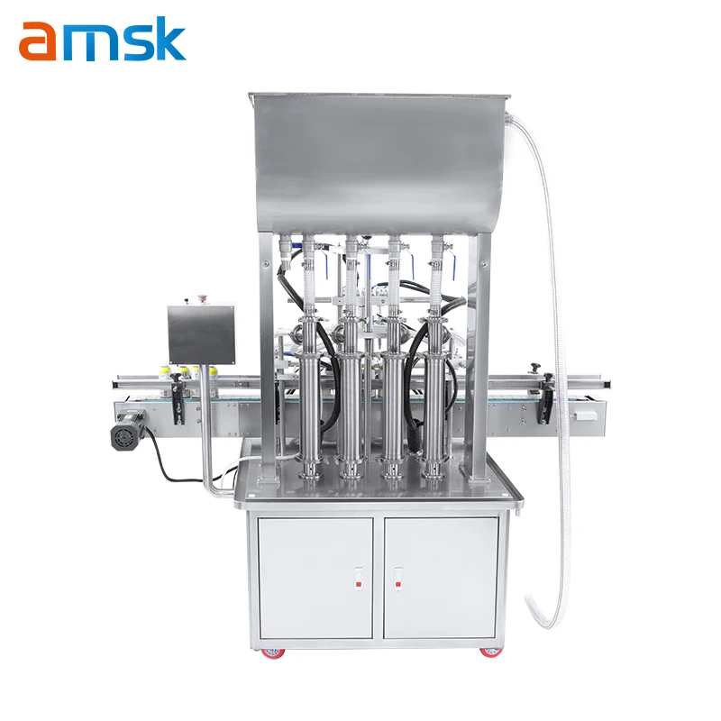 GTSP4G Four Nozzles Liquid Automatic Electric Factory Commercial Beverage Mineral Water Oil Juice Milk Filling Machine
