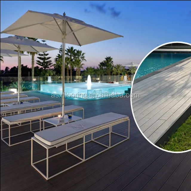 Wholesale 3d Embossed Wpc Swimming Pool Decking Flooring Eco-Friendly Wood Plastic Composite Pvc Decking Outdoor