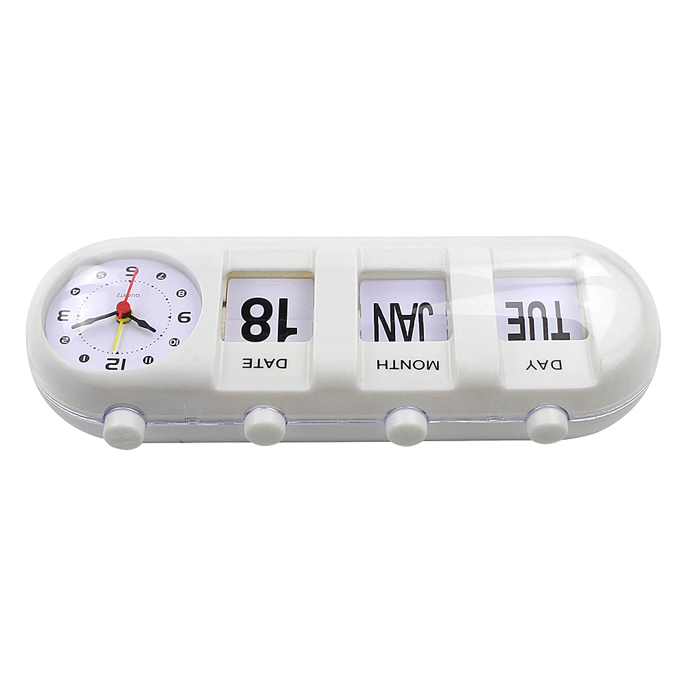 Creative  Auto Flip Calendar Table Clock ABS Plastic Desk Clock  Kids Alarm Clocks