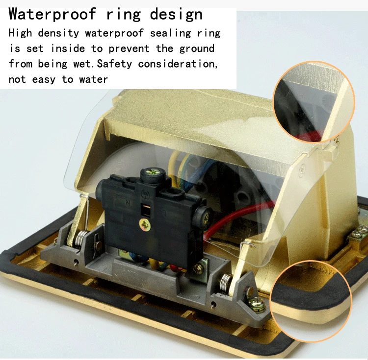 Factory - made embedded information box multifunctional universal three - hole power socket gold copper pop-up floor socket