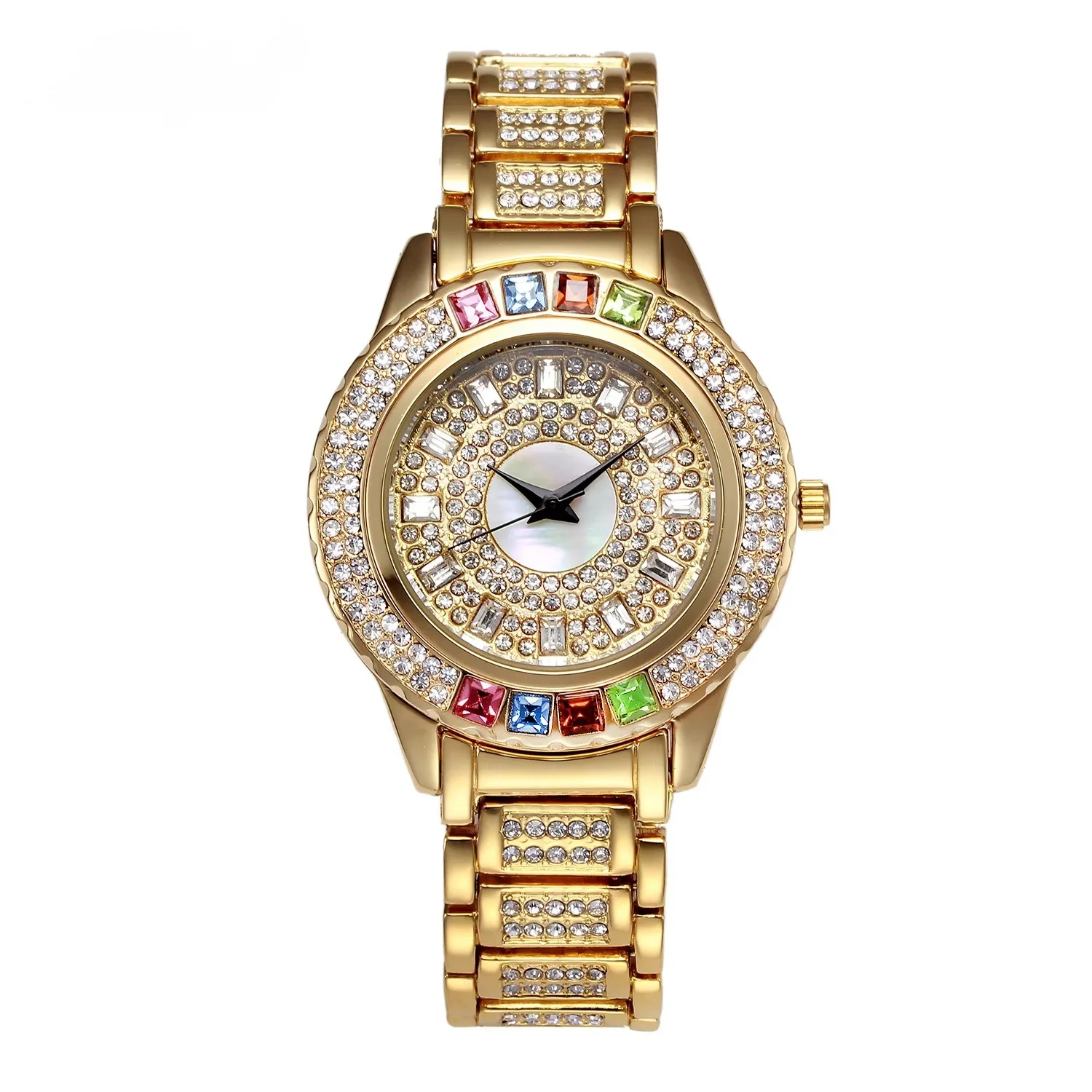 Luxury Women's Diamond Quartz Watch - Gold & Zircon