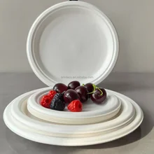 Hot Selling Round Shape Sugarcane Bagasse Plates  Safe Food Container Plates