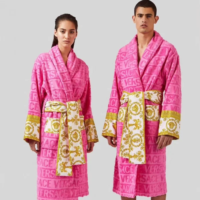 White Luxury Hotel Couple Robe Clothing Jacquard Bathrobes Set Woman