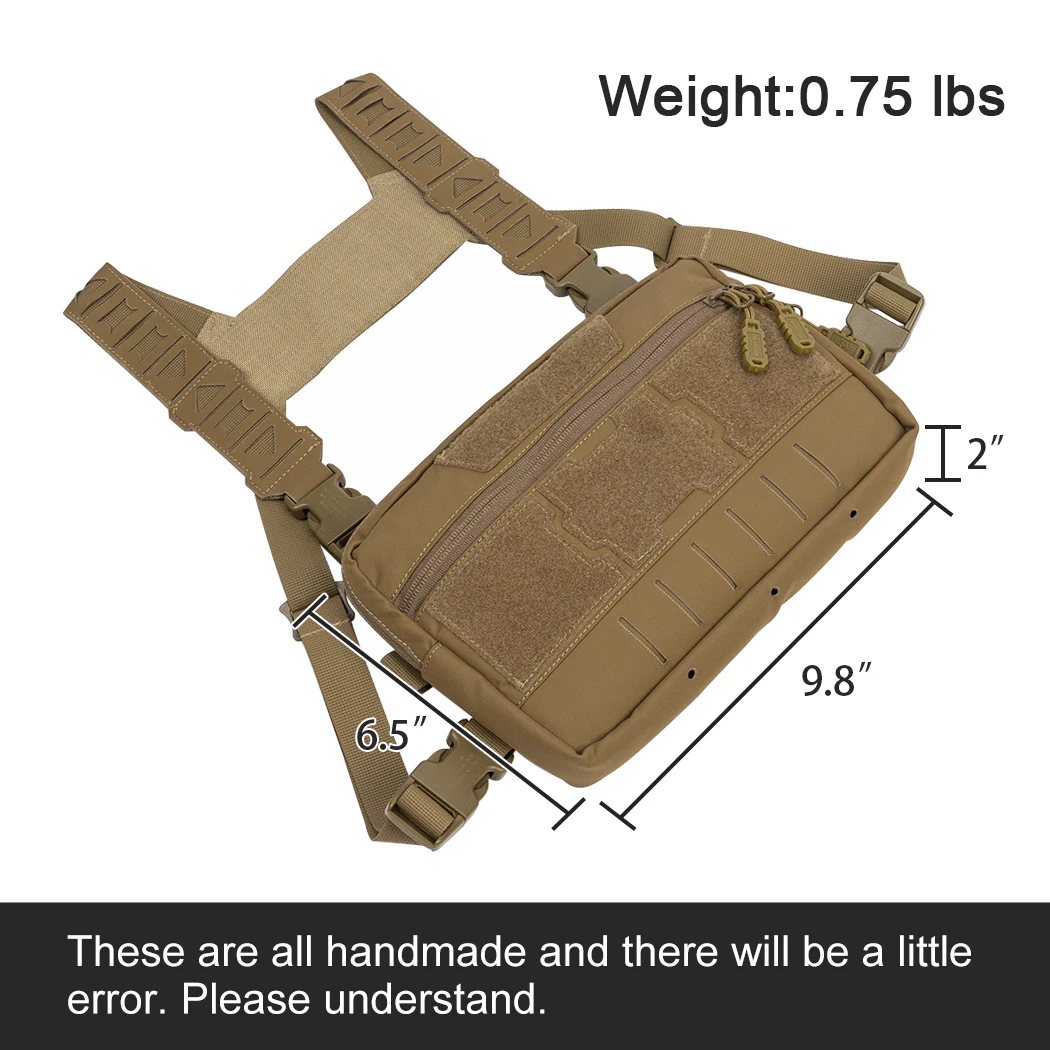 Tactical Molle Vest Pouch / Recon Kit Bag – EDC Chest Pack, Multi-Purpose Daypack, Medium, Oxford Nylon