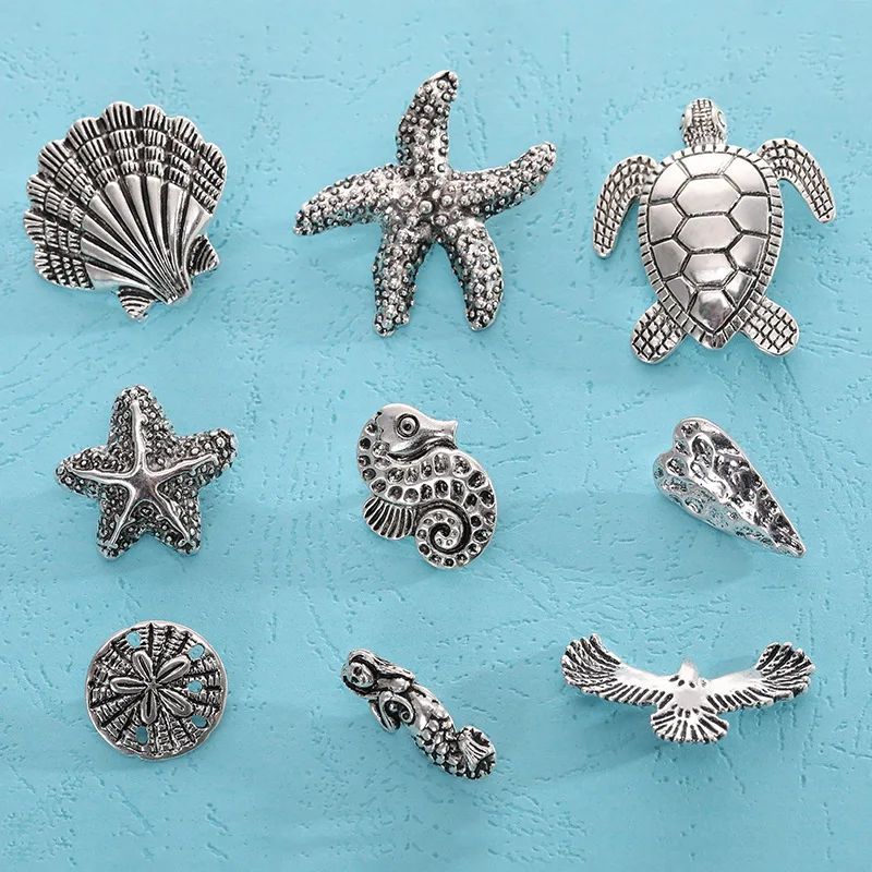 PH PandaHall 64Pcs 16 Styles Ocean Theme Charm Sea Life Charms