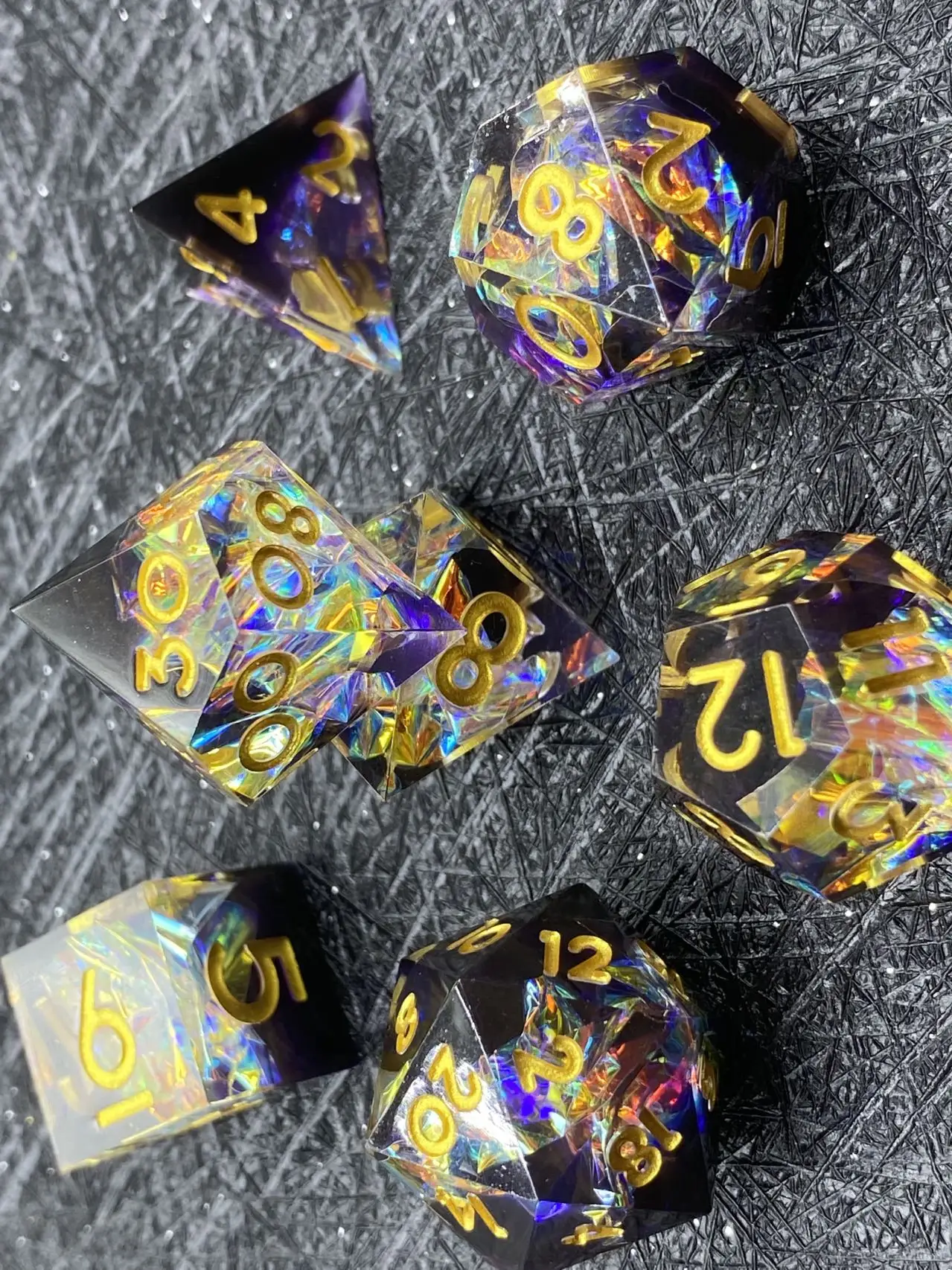 Custom D8 Engraved D20 Dice 8mm Dice Sharp Edge Hot Sale Resin Black