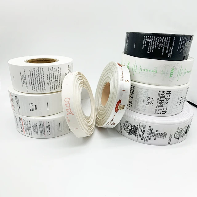 Custom Polyester Fabric  Printed Clothing Care Tag Cotton Instruction Warning Washing Label Satin Labels Wash Care Label