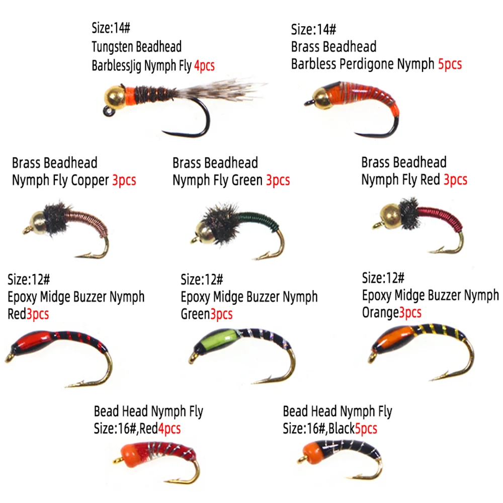 Perdigon Nymph Flies 5pcs Fly Fishing Hook, Nymph Stonefly Lure