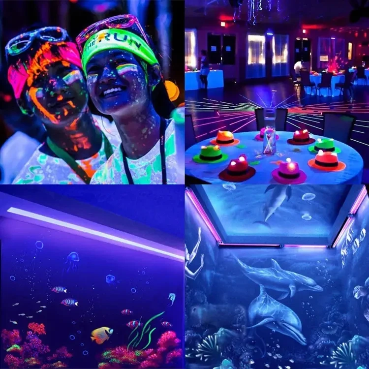UV Blacklight 2FT 3FT 4FT 5FT 6FT 8FT T8 Color Fluorescent Tube Light RGB 365NM 395NM UV LED Tube
