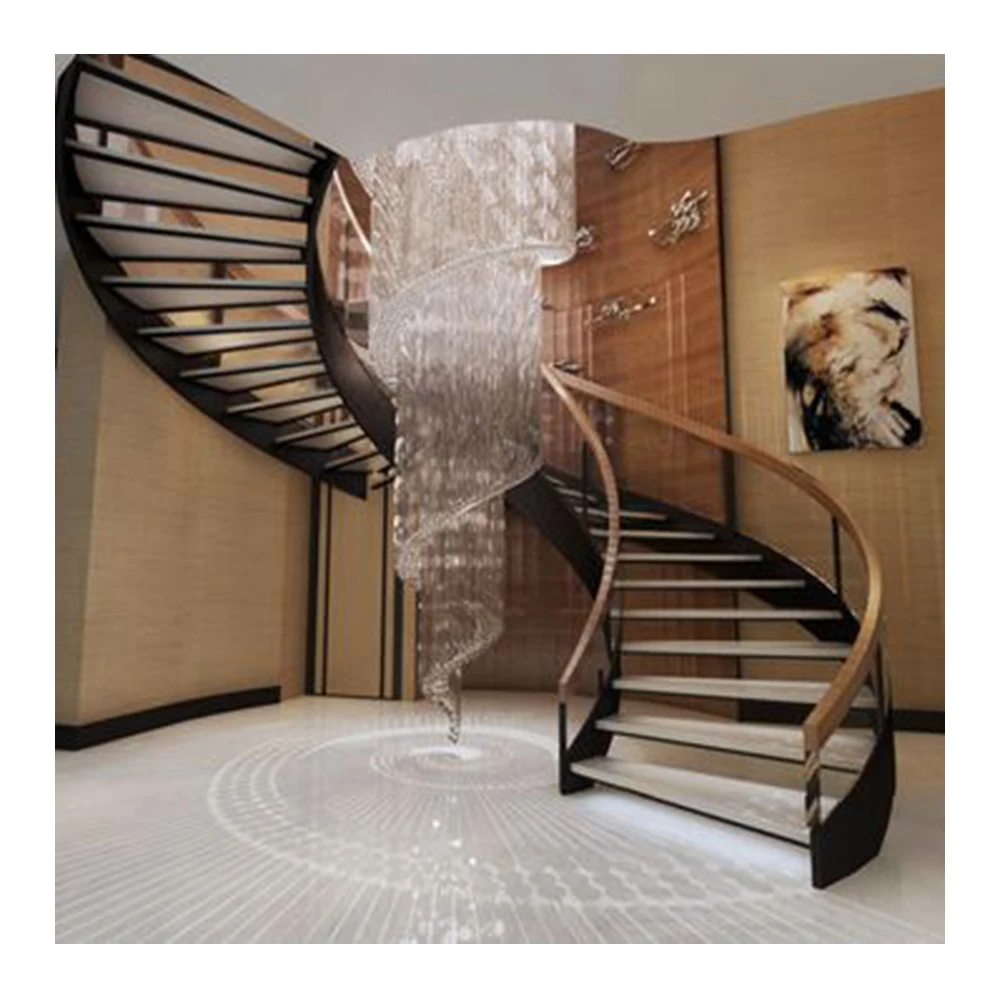 Modern Design Circular Glass Railing with Steel Spiral Staircase for ...