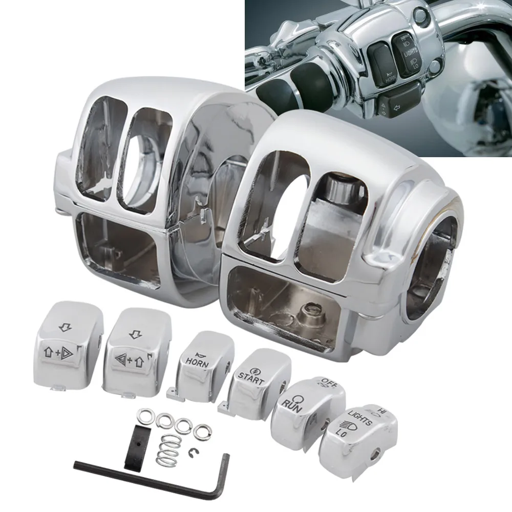 10pcs Chrome Switch Housing Cap Button Cover Set For Harley-Davidson Models Dyna 