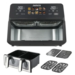 AOJA OEM Hot Selling 10L Large Double Air Fryers Touch Screen Oilless Dual Air Fryers Smart Air Fryers With Digital Display