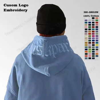 Custom Hoodies Streetwear Oversized Hoodie Manufacturer Heavyweight 500 Gsm French Terry Embroidery Hoodie for Men