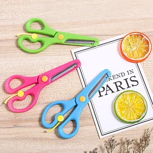 Student Children's Scissors, Handmade Scissors, Paper Cartoon, Elastic Plastic, Round Head, No Harm to Hands Scissors